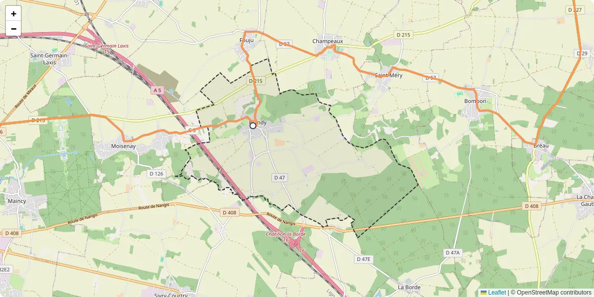 Carte du réseau de transport en commun à Blandy - lignes de bus et arrêts