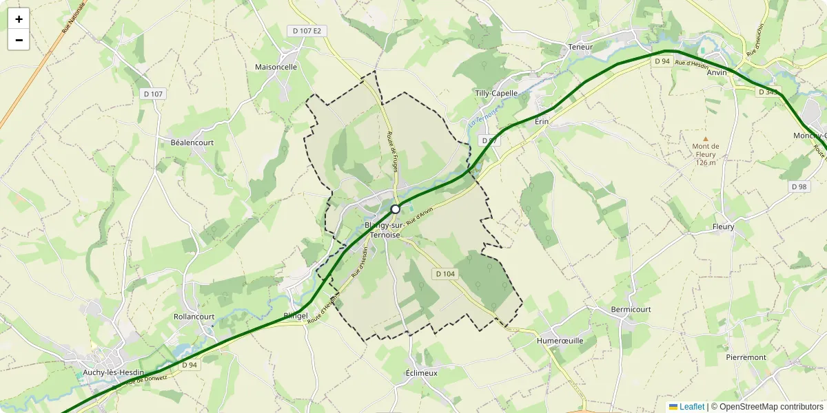Carte du réseau de transport en commun à Blangy-sur-Ternoise - lignes de bus et arrêts