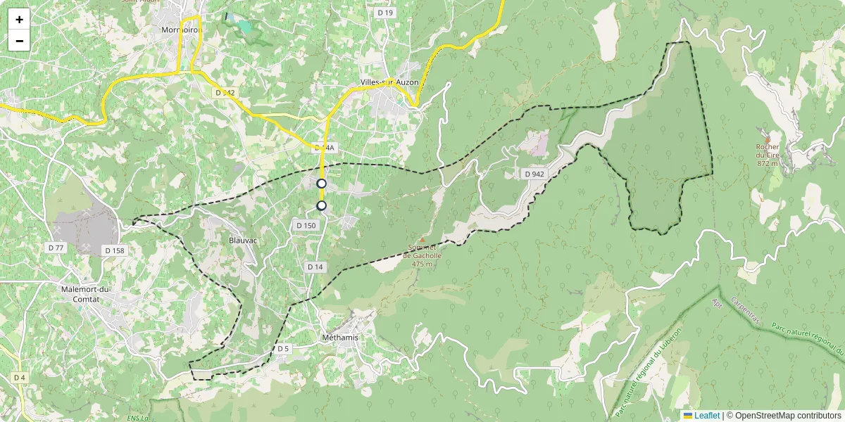 Carte du réseau de transport en commun à Blauvac - lignes de bus et arrêts