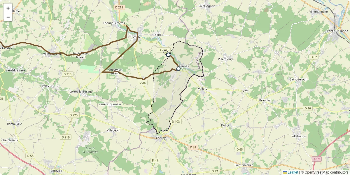 Carte du réseau de transport en commun à Blennes - lignes de bus et arrêts
