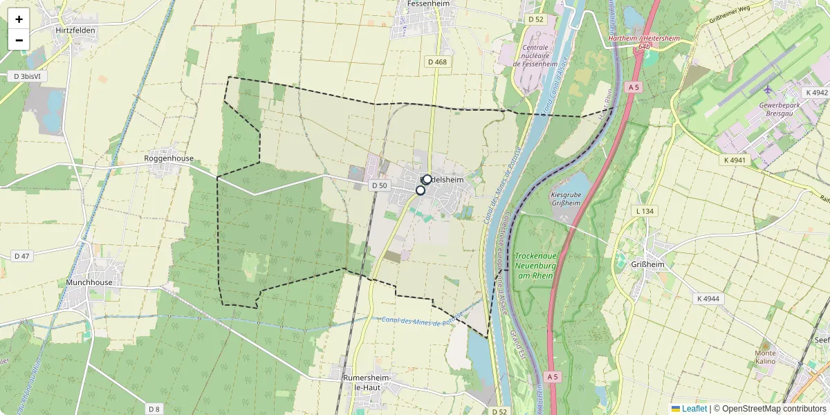 Carte du réseau de transport en commun à Blodelsheim - lignes de bus et arrêts