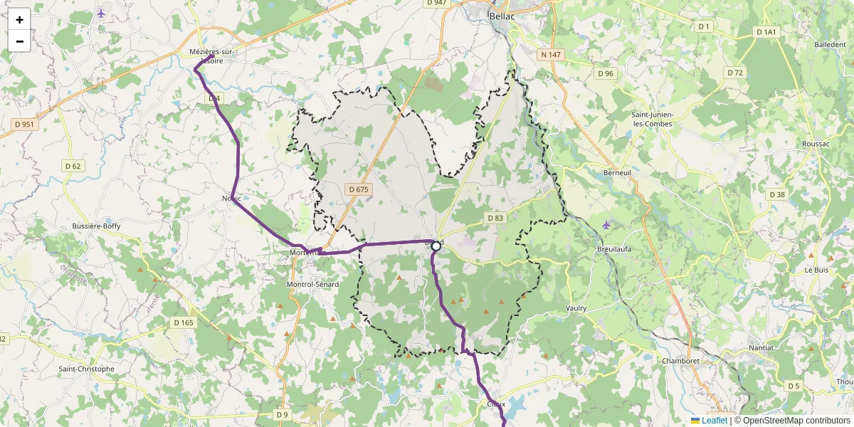 Carte du réseau de transport en commun à Blond - lignes de bus et arrêts