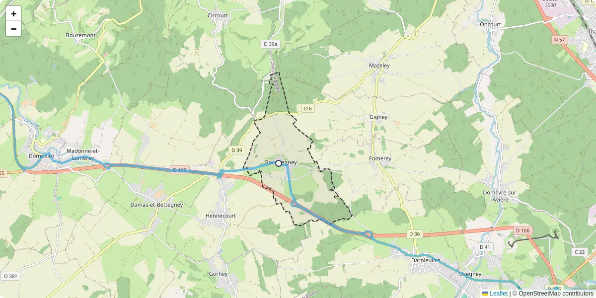 Carte du réseau de transport en commun à Bocquegney - lignes de bus et arrêts