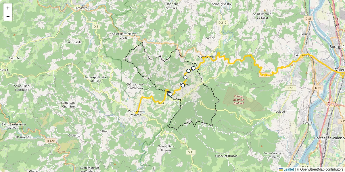 Carte du réseau de transport en commun à Boffres - lignes de bus et arrêts