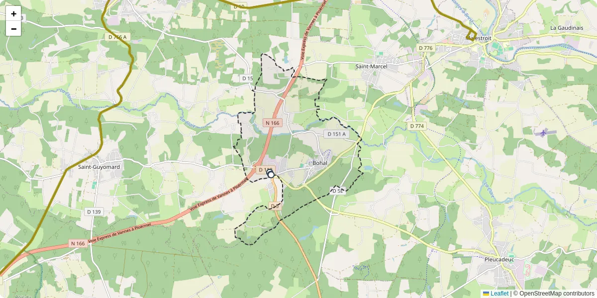 Carte du réseau de transport en commun à Bohal - lignes de bus et arrêts