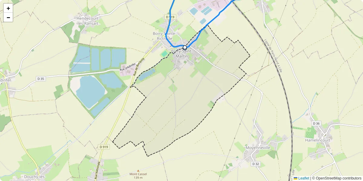 Carte du réseau de transport en commun à Boiry-Saint-Martin - lignes de bus et arrêts