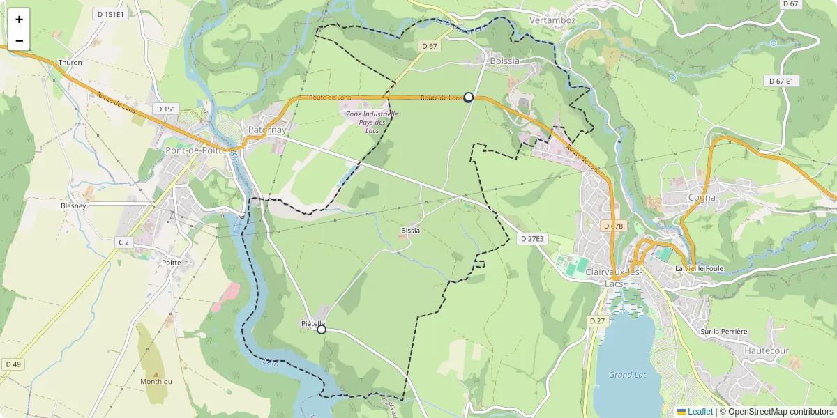 Carte du réseau de transport en commun à Boissia - lignes de bus et arrêts