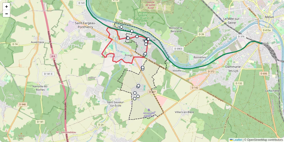 Carte du réseau de transport en commun à Boissise-le-Roi - lignes de bus et arrêts