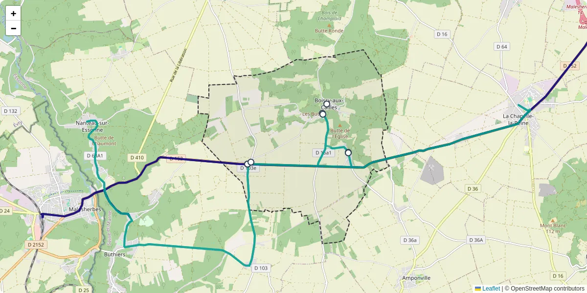 Carte du réseau de transport en commun à Boissy-aux-Cailles - lignes de bus et arrêts