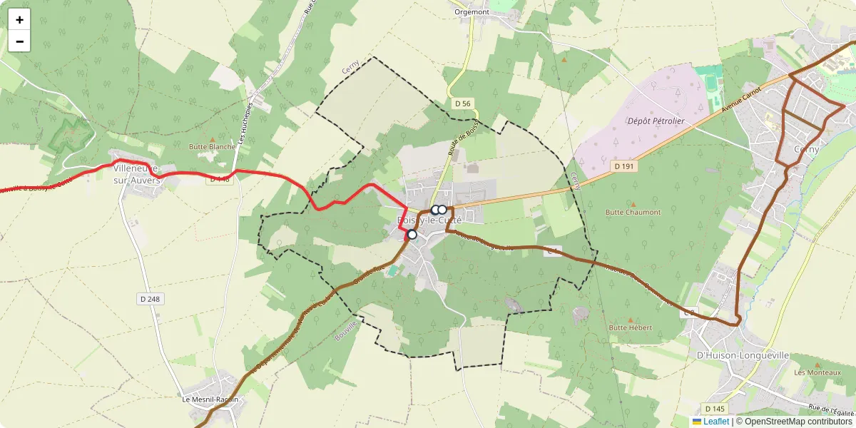 Carte du réseau de transport en commun à Boissy-le-Cutté - lignes de bus et arrêts