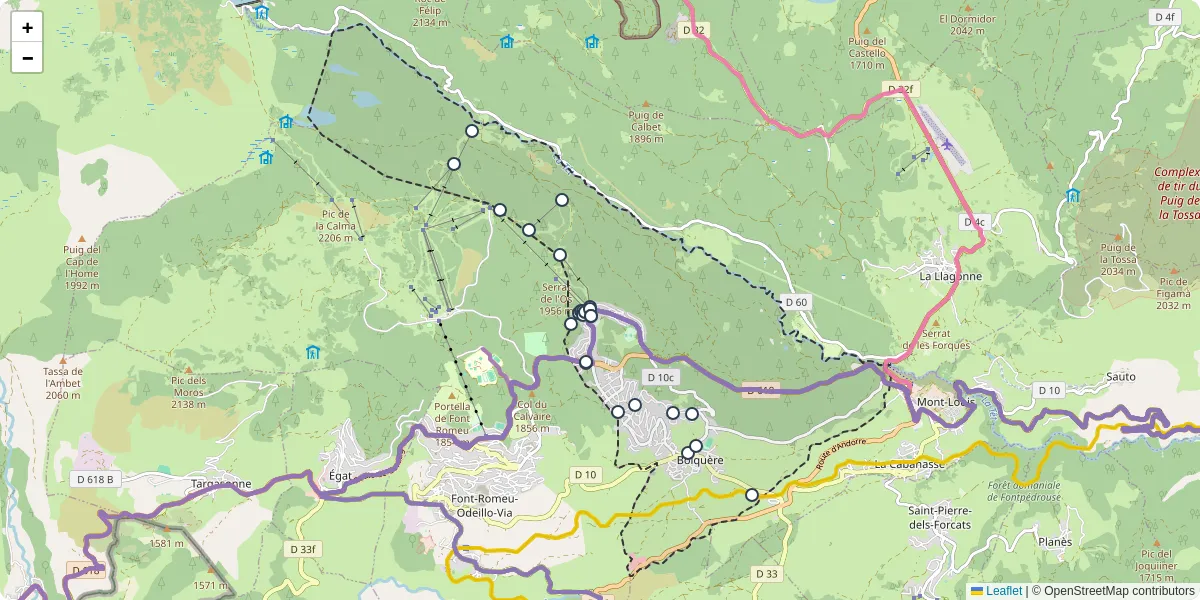 Carte du réseau de transport en commun à Bolquère - lignes de bus et arrêts