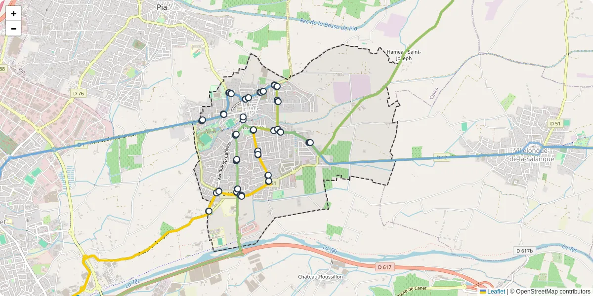Carte du réseau de transport en commun à Bompas - lignes de bus et arrêts
