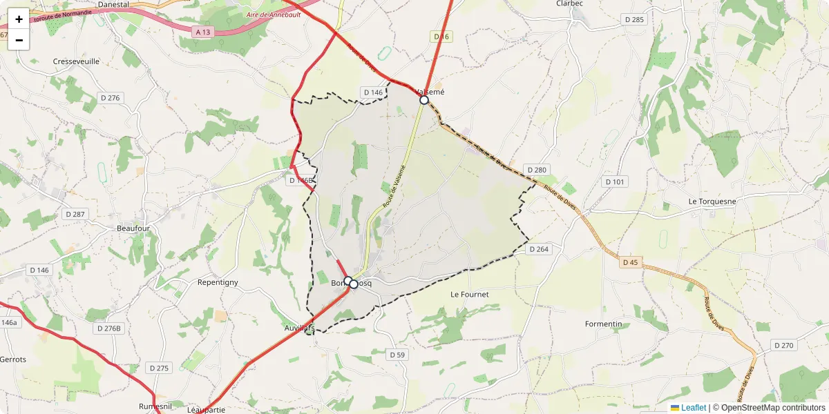 Carte du réseau de transport en commun à Bonnebosq - lignes de bus et arrêts