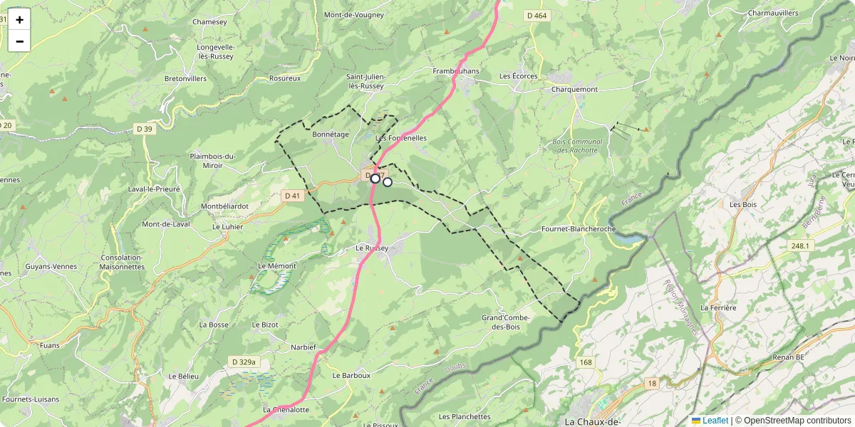 Carte du réseau de transport en commun à Bonnétage - lignes de bus et arrêts