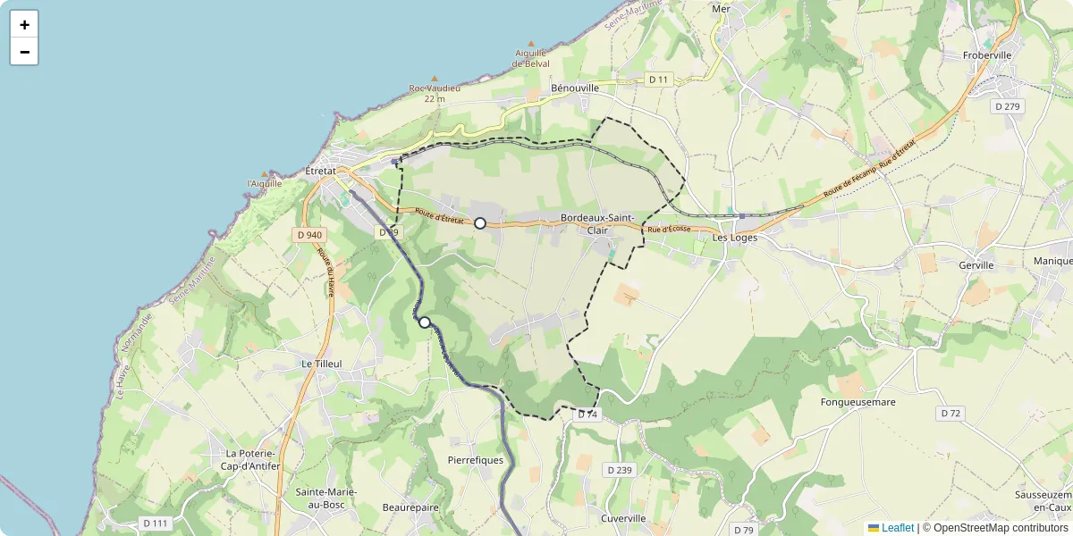 Carte du réseau de transport en commun à Bordeaux-Saint-Clair - lignes de bus et arrêts