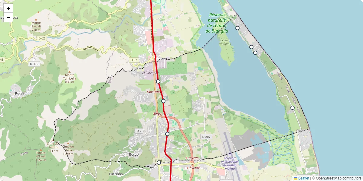 Carte du réseau de transport en commun à Borgo - lignes de bus et arrêts