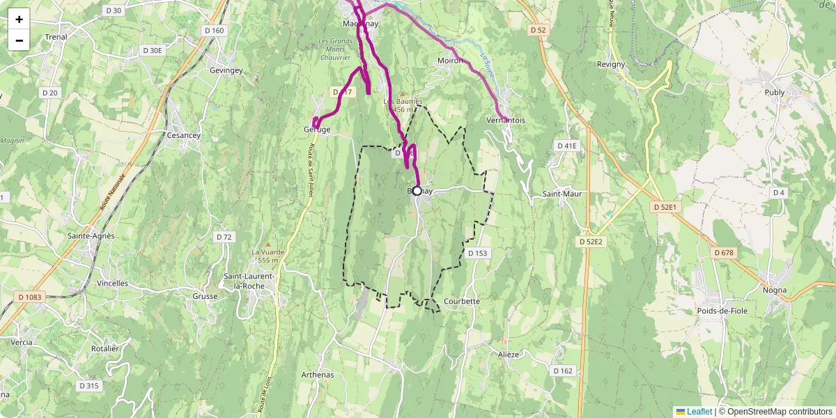 Carte du réseau de transport en commun à Bornay - lignes de bus et arrêts