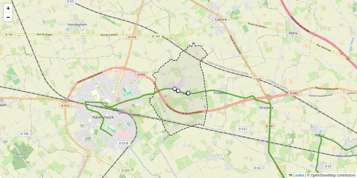 Carte du réseau de transport en commun à Borre - lignes de bus et arrêts