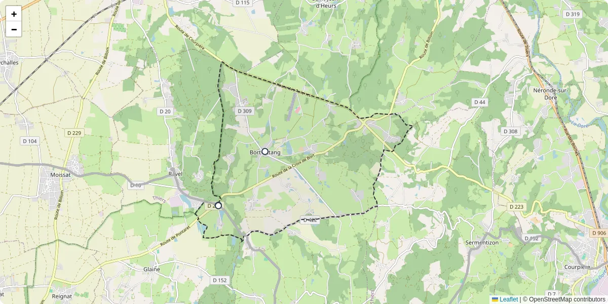 Carte du réseau de transport en commun à Bort-l'Étang - lignes de bus et arrêts