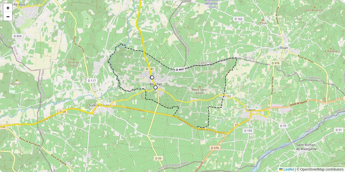 Carte du réseau de transport en commun à Bouchet - lignes de bus et arrêts