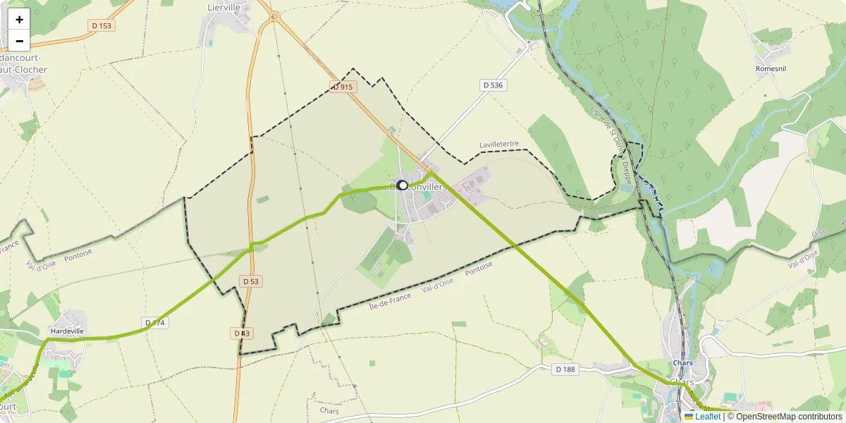 Carte du réseau de transport en commun à Bouconvillers - lignes de bus et arrêts