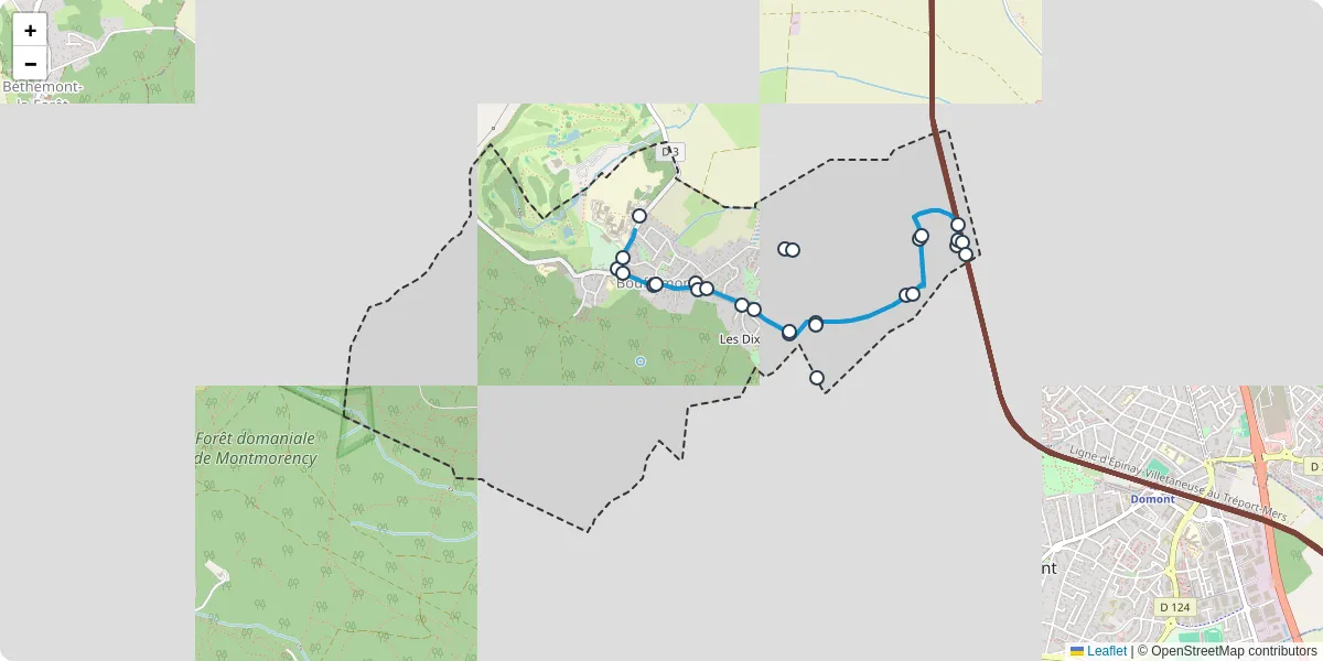 Carte du réseau de transport en commun à Bouffémont - lignes de bus et arrêts