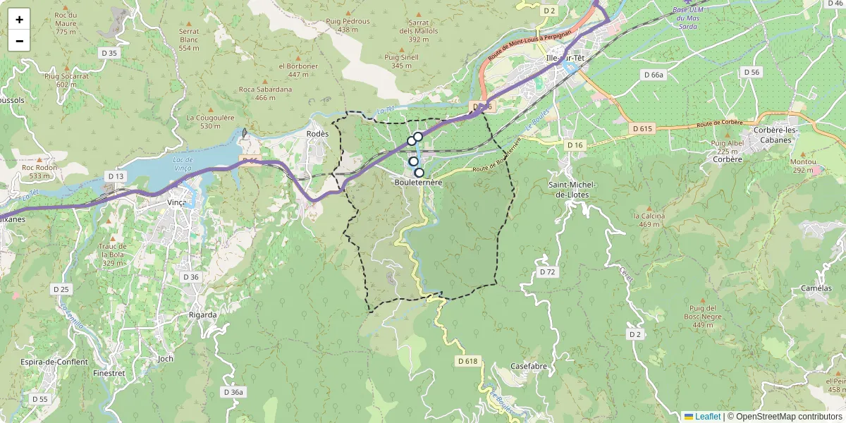 Carte du réseau de transport en commun à Bouleternère - lignes de bus et arrêts