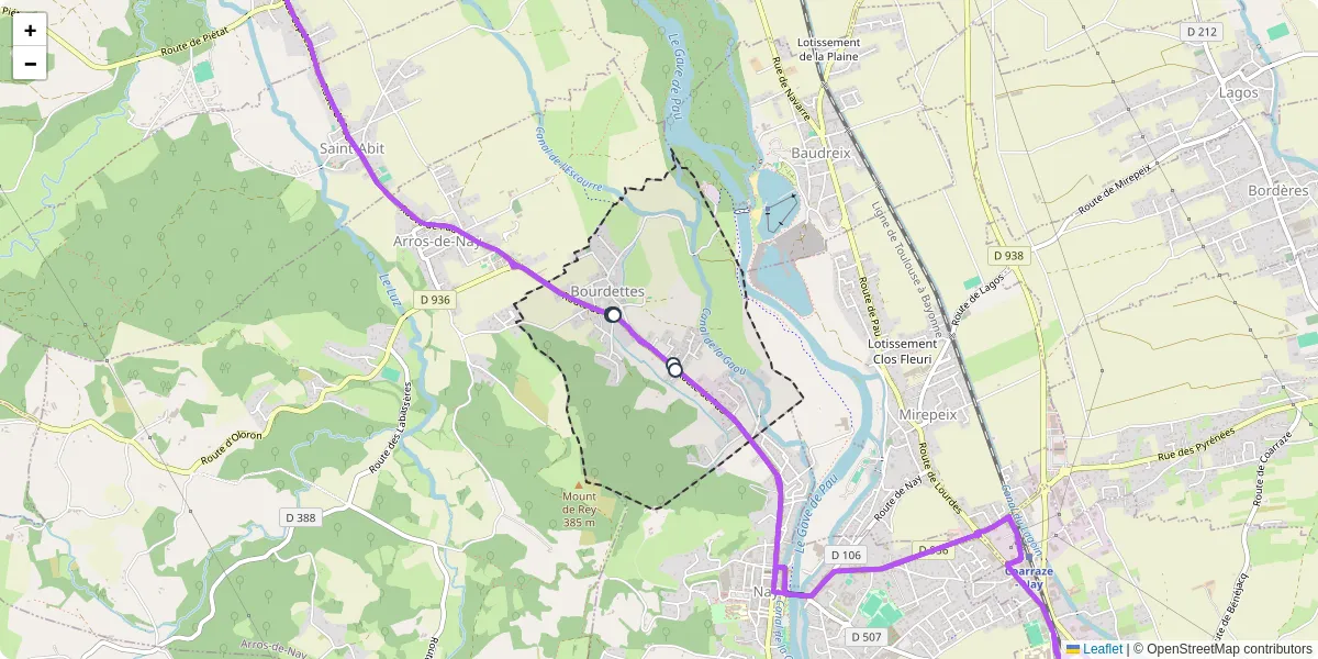 Carte du réseau de transport en commun à Bourdettes - lignes de bus et arrêts