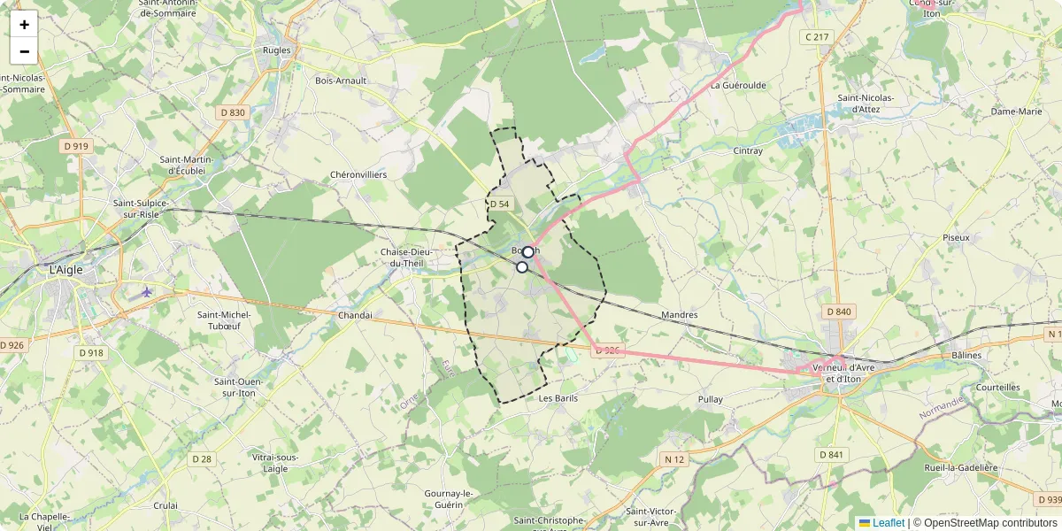 Carte du réseau de transport en commun à Bourth - lignes de bus et arrêts