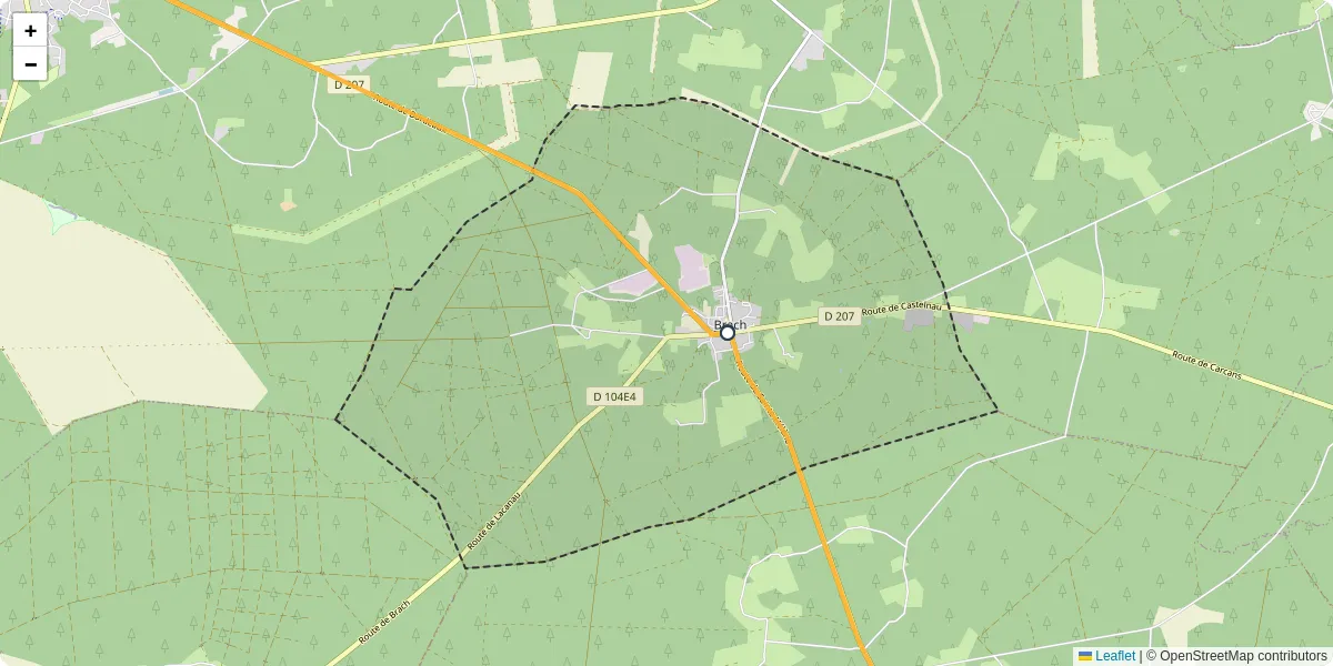 Carte du réseau de transport en commun à Brach - lignes de bus et arrêts