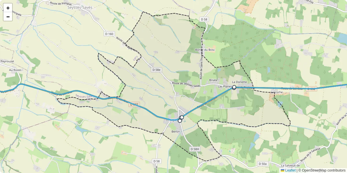Carte du réseau de transport en commun à Bragayrac - lignes de bus et arrêts