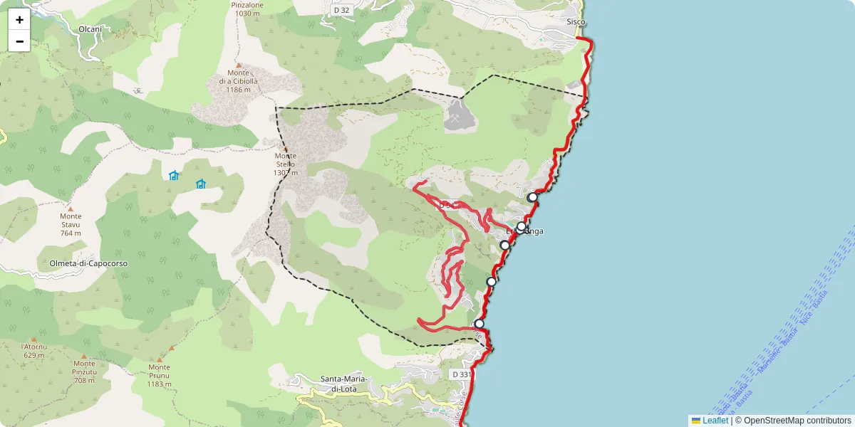 Carte du réseau de transport en commun à Brando - lignes de bus et arrêts