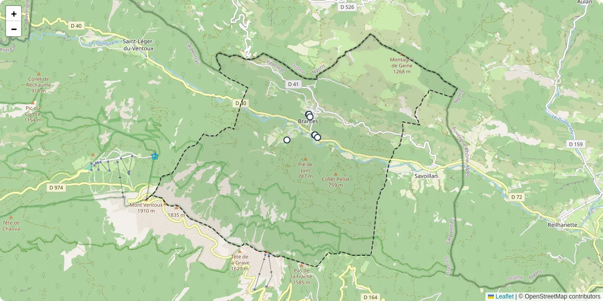 Carte du réseau de transport en commun à Brantes - lignes de bus et arrêts