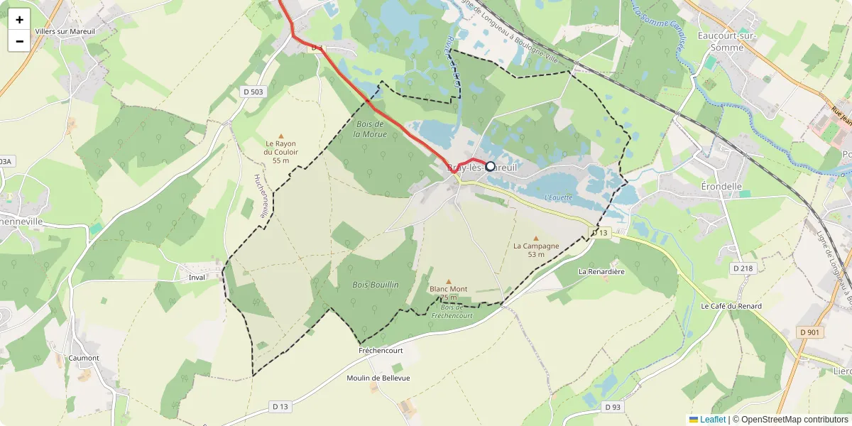 Carte du réseau de transport en commun à Bray-lès-Mareuil - lignes de bus et arrêts