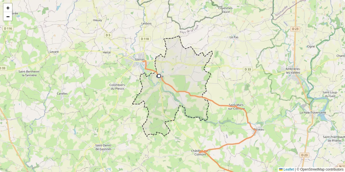Carte du réseau de transport en commun à Brecé - lignes de bus et arrêts
