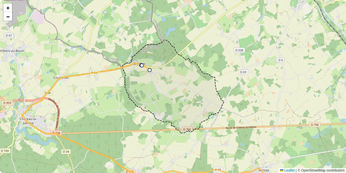 Carte du réseau de transport en commun à Brèches - lignes de bus et arrêts