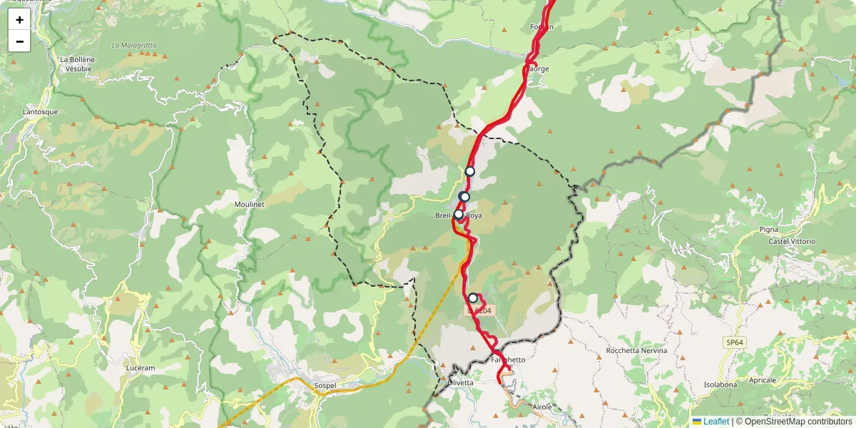 Carte du réseau de transport en commun à Breil-sur-Roya - lignes de bus et arrêts