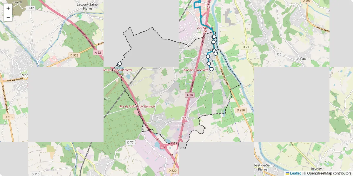 Carte du réseau de transport en commun à Bressols - lignes de bus et arrêts
