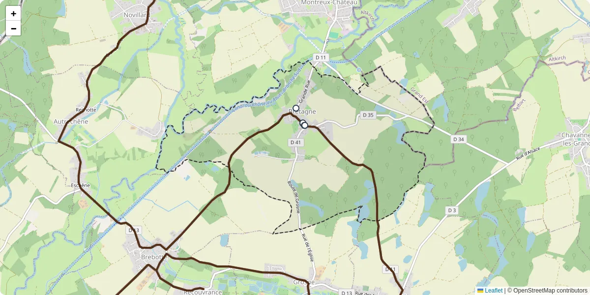 Carte du réseau de transport en commun à Bretagne - lignes de bus et arrêts