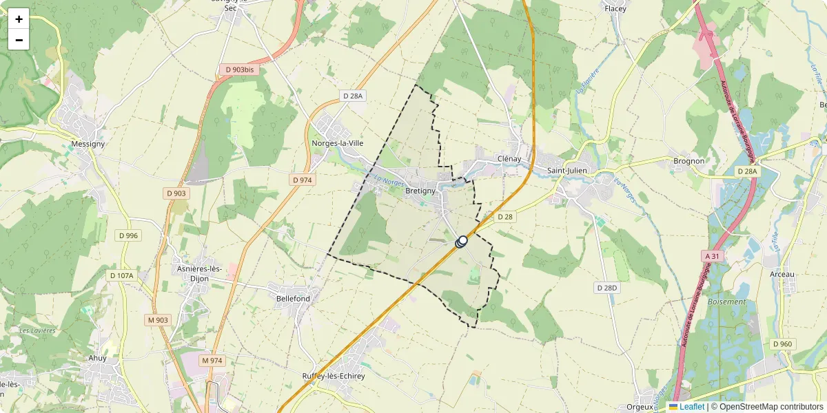 Carte du réseau de transport en commun à Bretigny - lignes de bus et arrêts