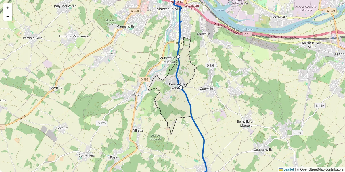Carte du réseau de transport en commun à Breuil-Bois-Robert - lignes de bus et arrêts