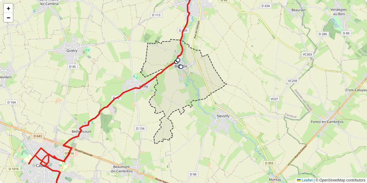 Carte du réseau de transport en commun à Briastre - lignes de bus et arrêts