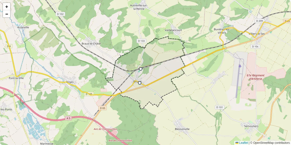 Carte du réseau de transport en commun à Bricon - lignes de bus et arrêts