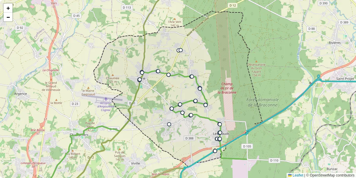 Carte du réseau de transport en commun à Brie - lignes de bus et arrêts
