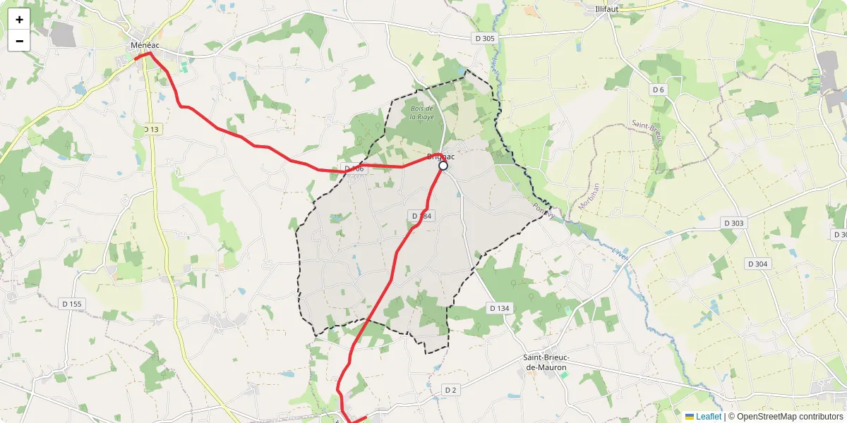 Carte du réseau de transport en commun à Brignac - lignes de bus et arrêts