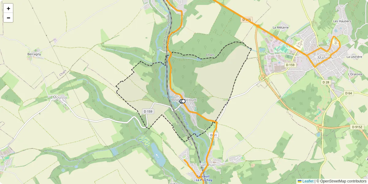 Carte du réseau de transport en commun à Brignancourt - lignes de bus et arrêts