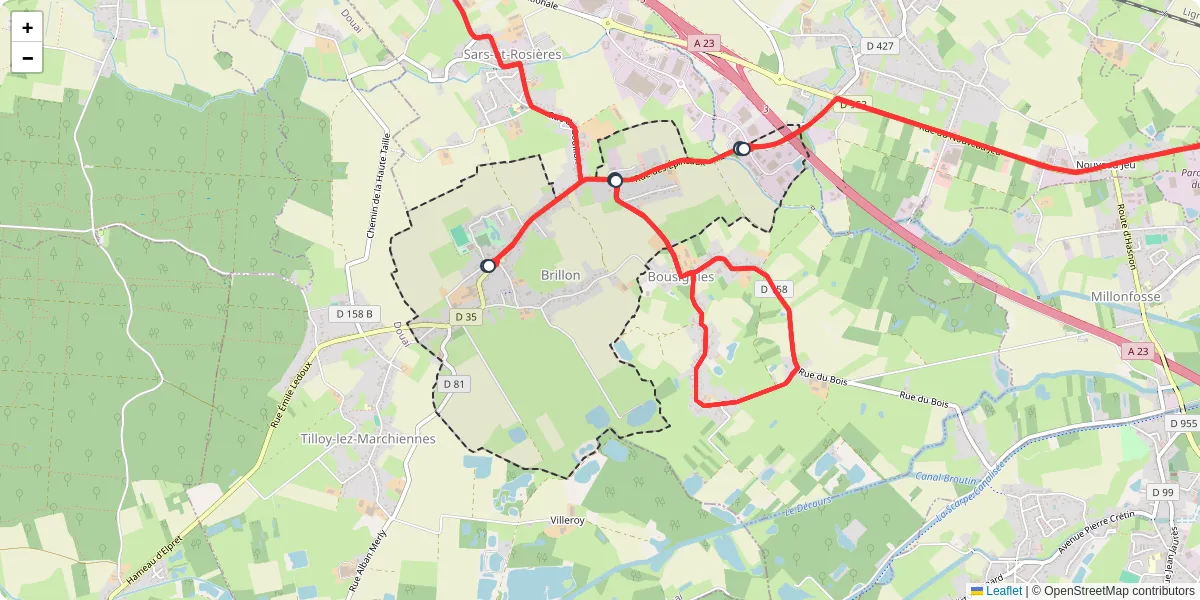 Carte du réseau de transport en commun à Brillon - lignes de bus et arrêts
