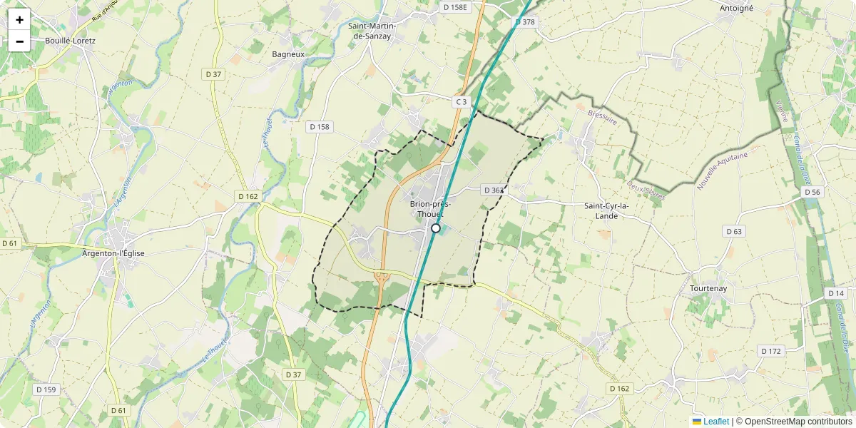 Carte du réseau de transport en commun à Brion-près-Thouet - lignes de bus et arrêts