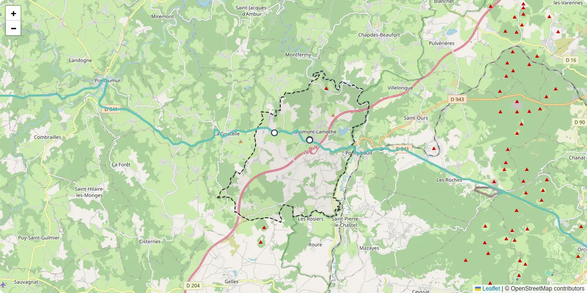 Carte du réseau de transport en commun à Bromont-Lamothe - lignes de bus et arrêts