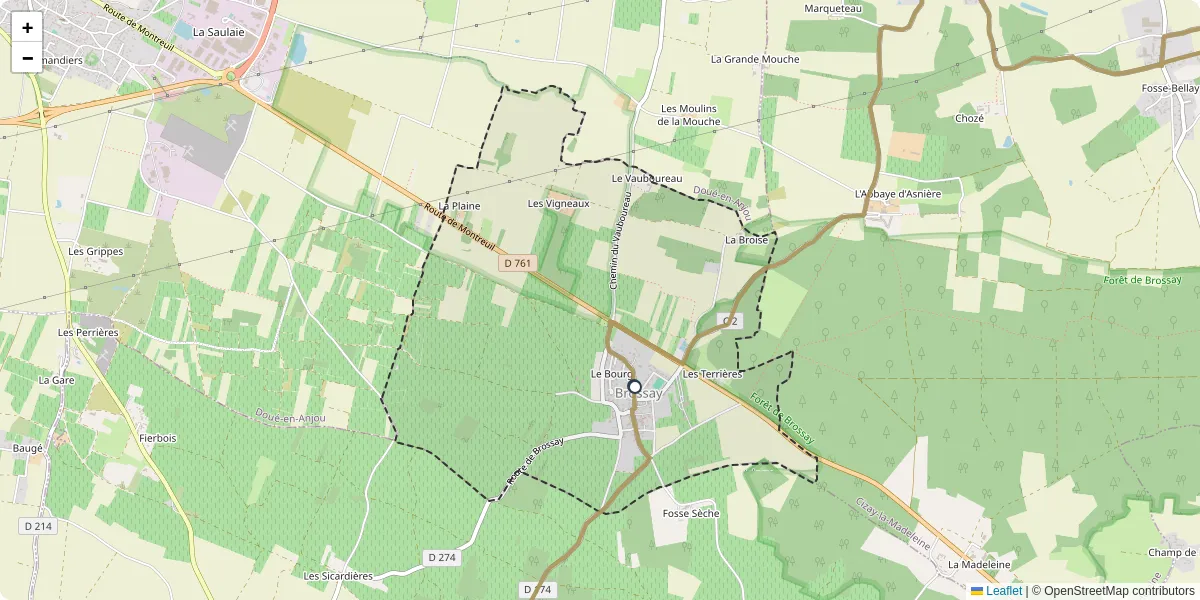 Carte du réseau de transport en commun à Brossay - lignes de bus et arrêts